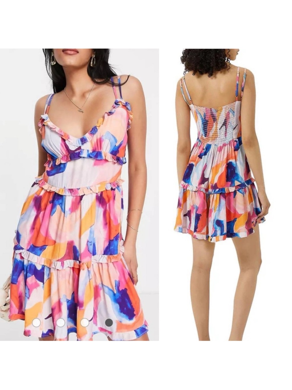 French Connection Isadora Multi-Color Ruffle Tiered Sundress - Picture 8 of 8